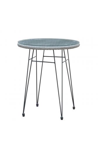 SALSA Τραπέζι H.70cm Μέταλλο Βαφή Μαύρο, Wicker Γκρι - Φ60cm H.70cm