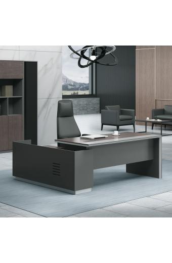 ADVANCE Γραφείο Αριστερή Γωνία Σκούρο Καρυδί - Sky Grey - 180x80/160x40 (H.75)cm