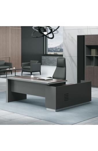 ADVANCE Γραφείο Αριστερή Γωνία Σκούρο Καρυδί - Sky Grey - 220x90/160x40 (H.75)cm