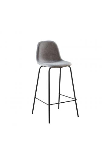 CELINA Σκαμπό BAR με Πλάτη, Κάθισμα H.67cm, Μέταλλο Βαφή Μαύρο, Ύφασμα Γκρι - 47x48x67/95cm