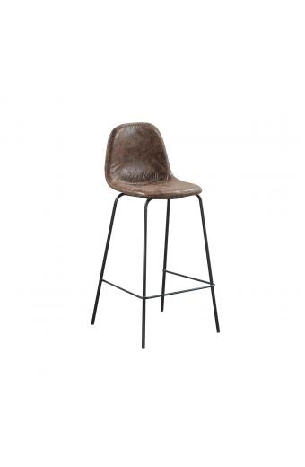 CELINA Σκαμπό BAR με Πλάτη, Κάθισμα Η.67cm, Μέταλλο Βαφή Μαύρο, Ύφασμα Suede Καφέ - 47x48x67/95cm