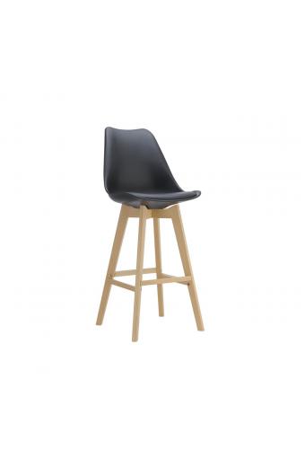 MARTIN Σκαμπό BAR Οξιά Φυσικό, Κάθισμα Η.67cm, PP-Pu Μαύρο, Μονταρισμένη Ταπετσαρία - 49x54x67/106cm
