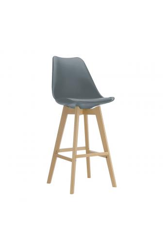 MARTIN Σκαμπό BAR Οξιά Φυσικό, Κάθισμα Η.67cm, PP-Pu Γκρι, Μονταρισμένη Ταπετσαρία - 49x54x67/106cm
