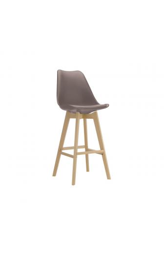 MARTIN Σκαμπό BAR Οξιά Φυσικό, Κάθισμα Η.67cm, PP-Pu Sand Beige, Μονταρισμένη Ταπετσαρία - 49x54x67/106cm
