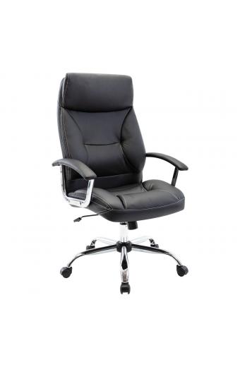 BF5700 Πολυθρόνα Διευθυντή Μέταλλο Χρώμιο, Pu Μαύρο - 64x72x112/121cm