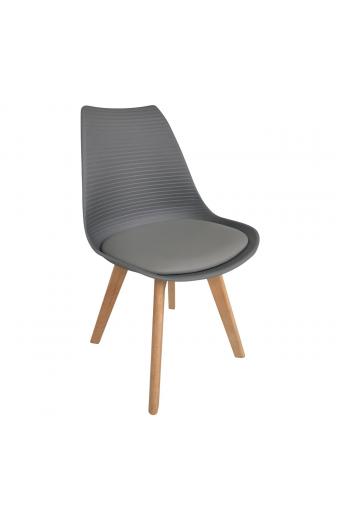MARTIN STRIPE Καρέκλα Ξύλινο Πόδι, PP Γκρι - 49x56x82cm