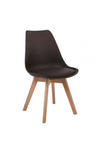 MARTIN STRIPE Καρέκλα Ξύλινο Πόδι, PP Καφέ - 49x56x82cm