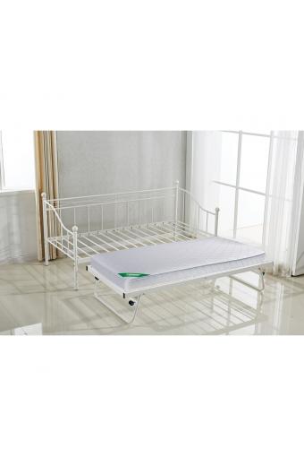 MARIN Set: Daybed (για στρώμα 90x190) + Βοηθητικό Κρεβάτι με Στρώμα 185x85 Μέταλλο Άσπρο - Κρεβάτια:198x97x93+185x85x36cm