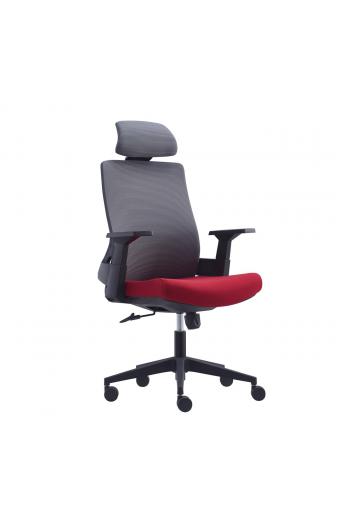 BF8900 Πολυθρόνα Γραφείου Διευθυντή, Mesh Γκρι, Ύφασμα Μπορντώ - 64x66x116/128cm