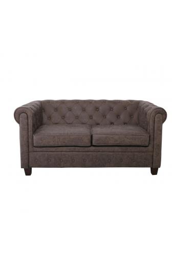 CHESTERFIELD Newport Kαναπές 2Θέσιος Σαλονιού -Καθιστικού, Ύφασμα Antique Look Καφέ - 153x82x73cm