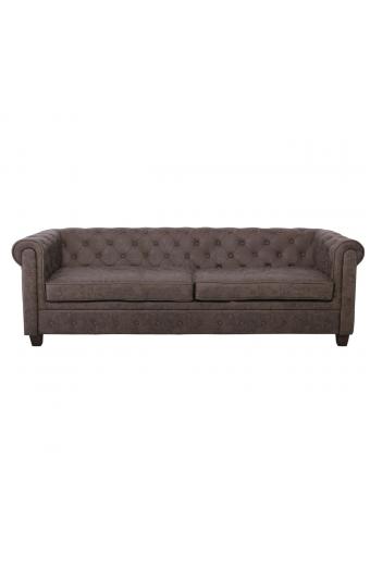 CHESTERFIELD Newport Kαναπές 3Θέσιος Σαλονιού - Καθιστικού, Ύφασμα Antique Look Καφέ - 219x82x73cm