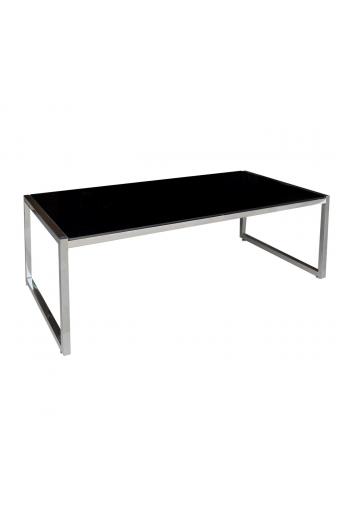 ACTION Τραπεζάκι Σαλονιού - Καθιστικού 120x60cm Inox - Μαυρό Γυαλί 8mm - 120x60x45cm