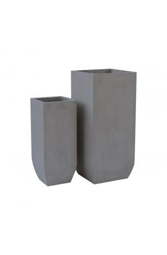 FLOWER POT-1  Set 2 τεμαχίων Cement Grey - 25x25x60cm 35x35x80cm