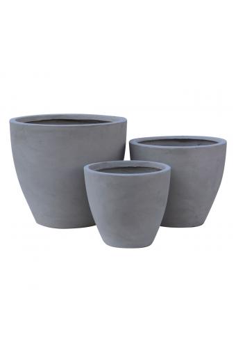 FLOWER POT-3  Set 3 τεμαχίων Cement Grey - Φ35x32 - Φ44x37 - Φ53x47cm