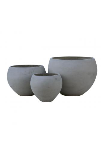 FLOWER POT-5  Set 3 τεμαχίων Cement Grey - Φ32x26 - Φ43x32 - Φ55x40cm
