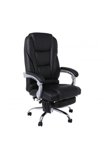 BF8550 Massage Relax Πολυθρόνα Γραφείου Διευθυντή, Βάση Χρώμιο με Υποπόδιο, Pu  Μαύρο - 68x64-135x118/127cm
