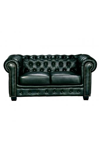 CHESTERFIELD Birmingham Καναπές 2Θέσιος Σαλονιού Καθιστικού,Δέρμα Antique Green - 155x91x74cm