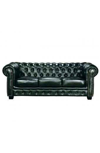 CHESTERFIELD Birmingham Kαναπές 3Θέσιος Σαλονιού Καθιστικού,Δέρμα Antique Green - 201x92x74cm