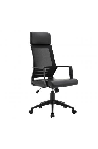 BF2500 Πολυθρόνα Γραφείου Διευθυντή Mesh Μαύρο - Pu Μαύρο - 58x62x116/126cm