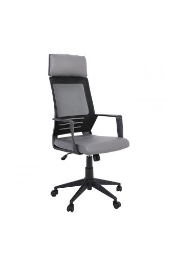 BF2500 Πολυθρόνα Γραφείου Διευθυντή Mesh Μαύρο - Pu Γκρι - 58x62x116/126cm