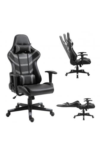 BF9050 Gaming Πολυθρόνα Γραφείου, Ανάκλιση Πλάτης έως 90°, Pu Μαύρο - Γκρι - 67x69x124/134cm