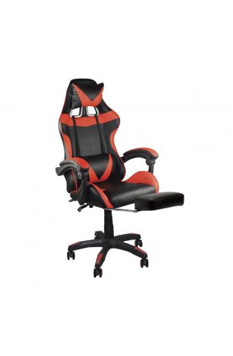 BF7860 Gaming Relax Πολυθρόνα Γραφείου με Υποπόδιο, Pu Μαύρο - Κόκκινο - 63x70x117/127cm