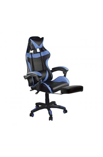 BF7860 Gaming Relax Πολυθρόνα Γραφείου με Υποπόδιο, Pu Μαύρο - Μπλε - 63x70x117/127cm