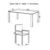 OPTIM Set Α Τραπεζαρία:Τραπέζι + 4 Πολυθρόνες Μέταλλο Φυσικό / PP ΆσπροΎφασμα Lime
