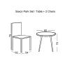 SAXON PARK Coffee Set Κήπου Steel Άσπρο-Μαξιλάρι Pu Μαύρο : Τραπέζι Φ60cm + 2 Καρέκλες