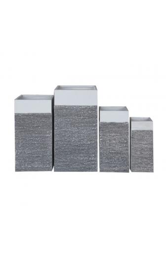 FLOWER POT-10 Set 4 τεμαχίων: 20x20x50 + 27x27x60 + 34x34x70 + 41x41x80 Απόχρωση Black Wash - Set 4 τεμαχίων