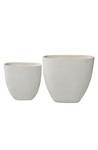 FLOWER POT-14 Set 2 τεμαχίων Απόχρωση Milk White - 56x27x56cm + 76x37x71cm