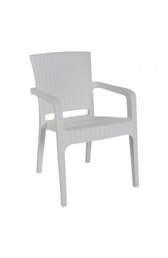 LORA Πολυθρόνα Κήπου Στοιβαζόμενη, PP (Rattan Look) Απόχρωση Άσπρο - 57x57x87cm