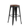 RELIX Wood Σκαμπό Bar, Μέταλλο Βαφή Μαύρο Extra Matte Κάθισμα Dark Oak, Στοιβαζόμενο - 42x42 H.76cm