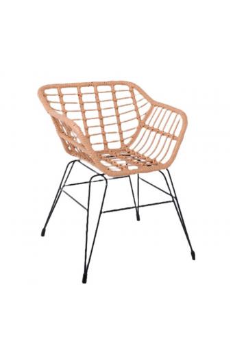 SALSA-S Πολυθρόνα Κήπου, Μέταλλο Βαφή Μαύρο, Wicker Φυσικό (χωρίς μαξιλάρι) - 57x64x76cm