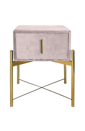 PASSION  Κομοδίνο με 1 Συρτάρι, Ύφασμα Velure Απόχρωση Cappuccino - 51x40x65cm