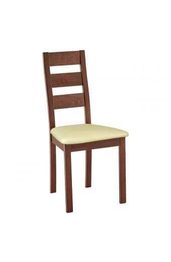 MILLER Καρέκλα Οξιά Καρυδί, PVC Εκρού - 45x52x97cm