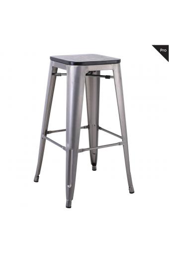 RELIX Wood Σκαμπό Bar-Pro, Απόχρωση Metal με Διακοσμητική Σκουριά, Απόχρωση Ξύλου Μαύρο - 43x43 H.76cm