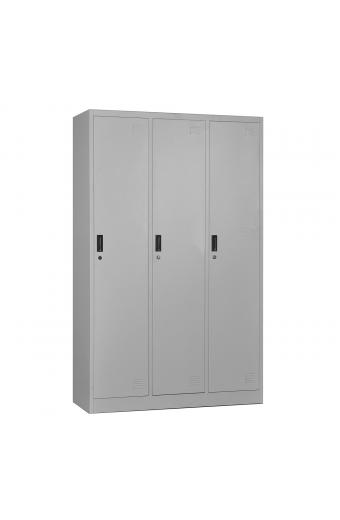 LOCKER 3 Θέσεων Ερμάριο - Ανά θέση: 3 Ράφια, Θέσεις για Κρεμάστρες, Μέταλλο Βαφή Γκρι - 115x45x185cm