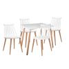 LAVIDA-ART Τραπεζαρία: Τραπέζι 80x80 Οξιά/MDF + 4 Καρέκλες Μέταλλο Βαφή Φυσικό PP Άσπρο - Table:80x80x73 Chair:43x48x77