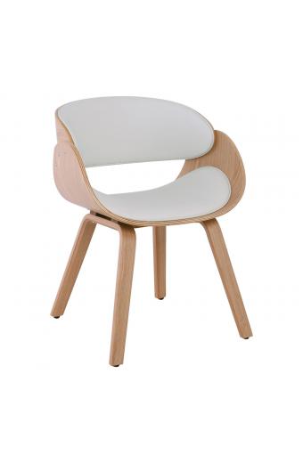 JOY Πολυθρόνα-Pro Τραπεζαρίας, Φυσικό, Pu Άσπρο - 58x53x75cm