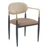 OLIVE Πολυθρόνα Μέταλλο Βαφή Μαύρο-Gold, Pu Μπεζ-Cappuccino - 53x53x80cm