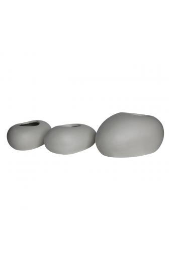 FLOWER POT-ROCK Set 3 τεμαχίων, Cement Απόχρωση White - 40x30x19- 50x32x19- 56x43x29cm