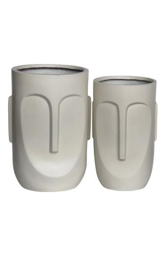 FLOWER POT-TOTEM Set 2 τεμαχίων, Cement Απόχρωση Sand Brown - Φ32x52cm - Φ40x57cm