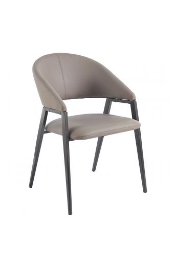 DELI Πολυθρόνα Μέταλλο Βαφή Μαύρο, Pu Cappuccino - 52x62x83cm
