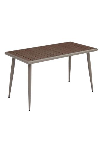 SERRANO Τραπέζι Κήπου-Βεράντας Μέταλλο Βαφή Sand Beige, Polywood Καρυδί - 130x70x75cm