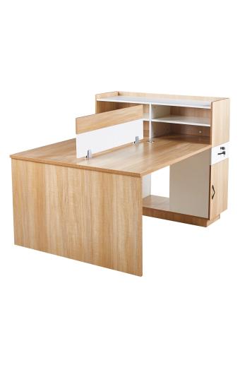 WORKSTATION Γραφείο - Σταθμός Εργασίας 2 Θέσεων, Melamine Απόχρωση Sonoma-Άσπρο - 160x120x75cm