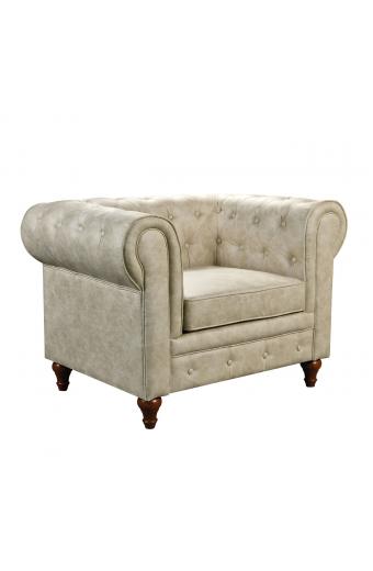 CHESTERFIELD York Πολυθρόνα Σαλονιού - Καθιστικού, Ύφασμα Απόχρωση Μπεζ - 110x82x77cm