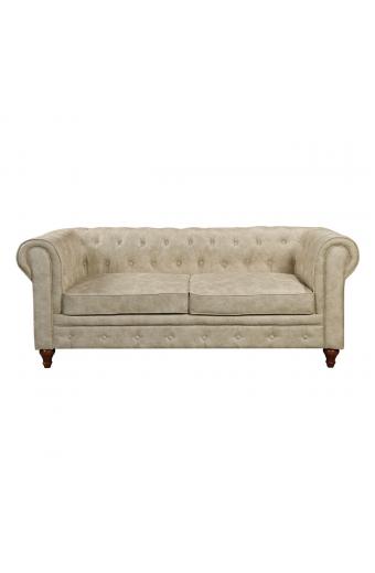 CHESTERFIELD York Kαναπές 3Θέσιος Σαλονιού - Καθιστικού, Ύφασμα Απόχρωση Μπεζ - 190x82x77cm