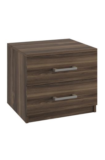 LIFE-W Κομοδίνο με 2 Συρτάρια, Απόχρωση Καρυδί - 48x40x41cm