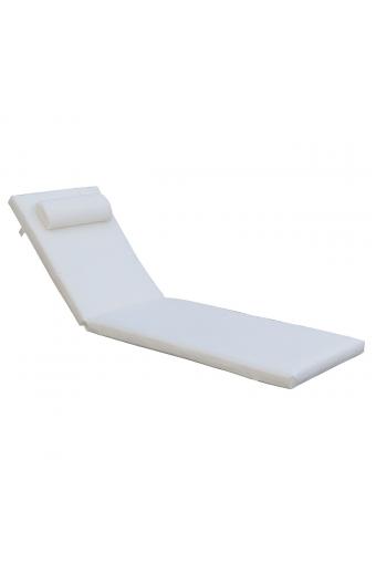 SUNLOUNGER Μαξιλάρι Ξαπλώστρας με Προσκέφαλο,  Ύφασμα Εκρού, Foam+Polyester Φερμουάρ-Velcro - 196(78+118)x60x7cm